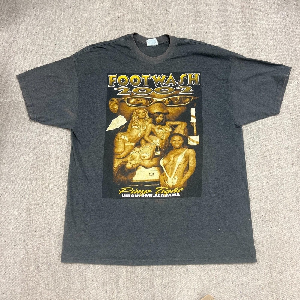 Vintage Foot Wash Festival Shirt Mens XXL Gray 2000s‎ Rap Tee Alabama Pimp Tight